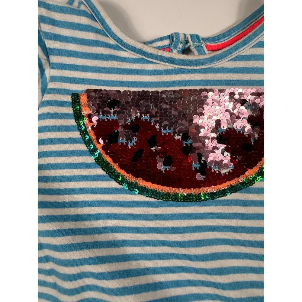 Mini Boden Flip Sequin Watermelon Tiered Dress Size 3-4 Years